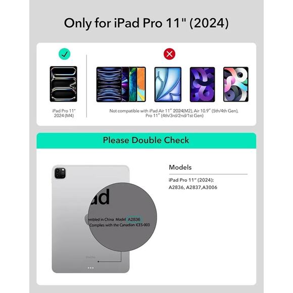 ESR iPad Pro 11 Inch Case w Keyboard (M4, 2024), iPad Pro 11 (5th Gen) New Black - Picture 2 of 11